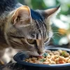 Fresh homemade cat food served in a bowl with natural ingredients.