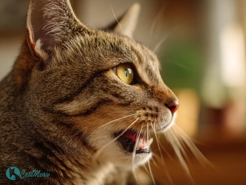 Coughing cat on couch